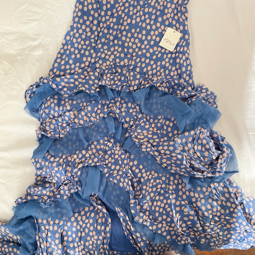 Free People Blue Polka Dot Ruffled Maxi Dress - Picture 5 of 7